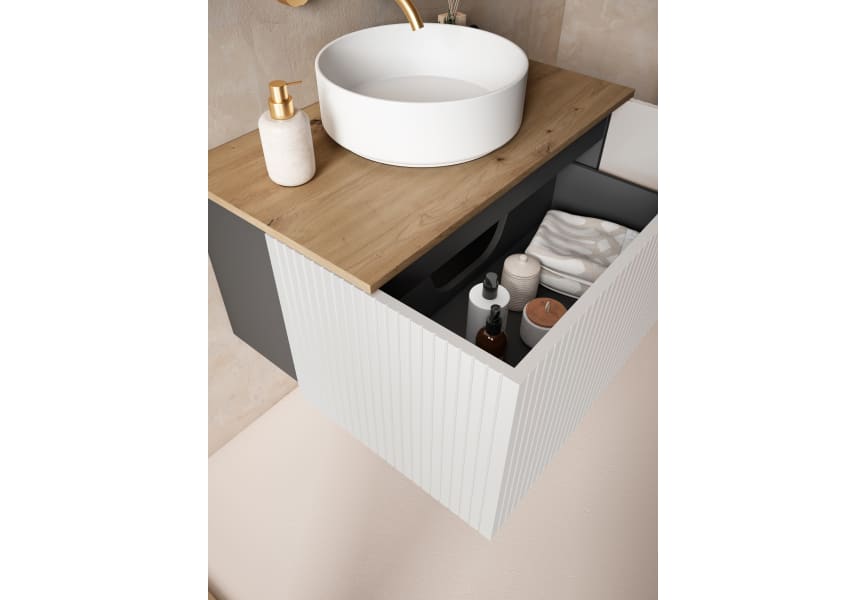 Meuble de salle de bains avec plan de toilette en MDF hydrofuge Bari Visobath détail 9
