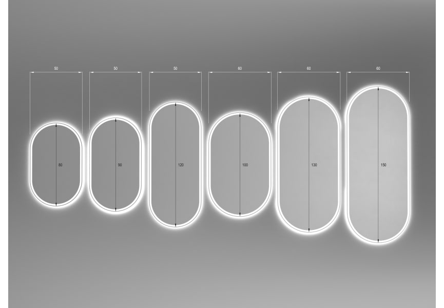 Miroir de salle de bains avec éclairage LED Luzon Eurobath croquis 5