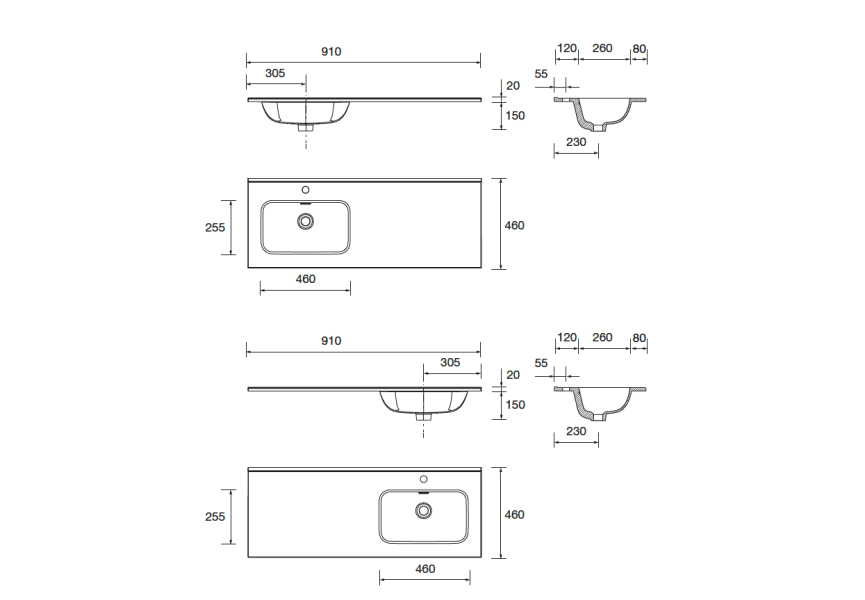 Ensemble de meubles de salle de bains Noja Salgar croquis 12