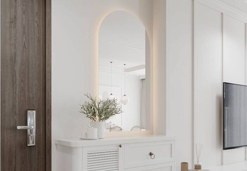 Miroir en arche avec éclairage LED Lama Bruntec principal 1