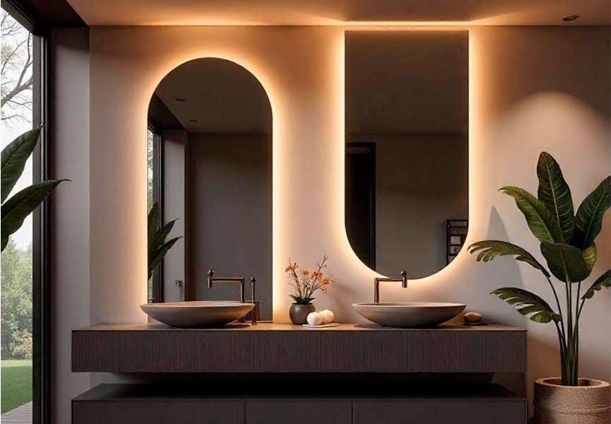 Miroir en arche avec éclairage LED Lama Bruntec environnement 5