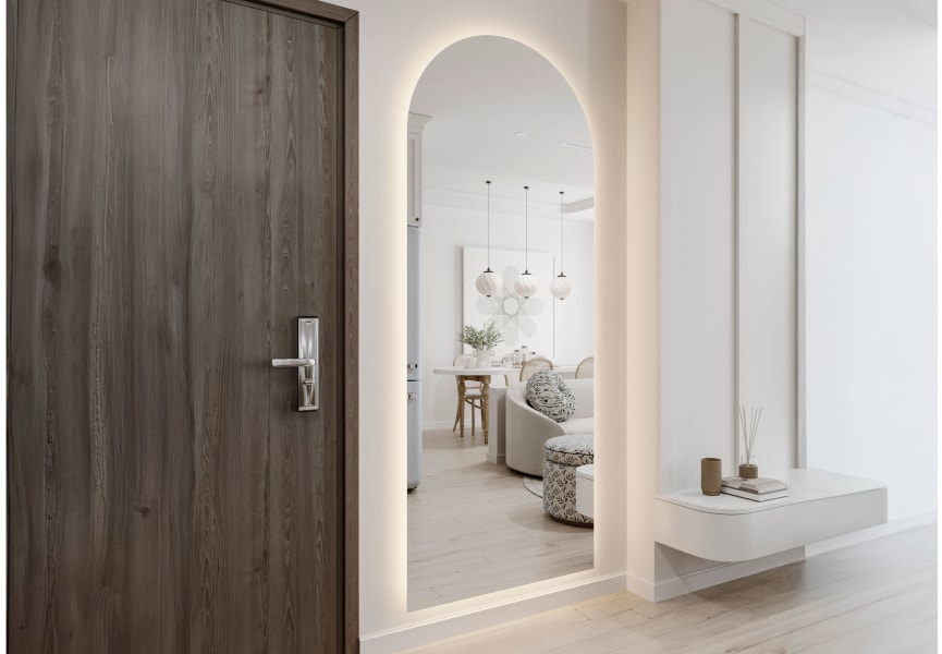 Miroir en arche avec éclairage LED Lama Bruntec principal 2