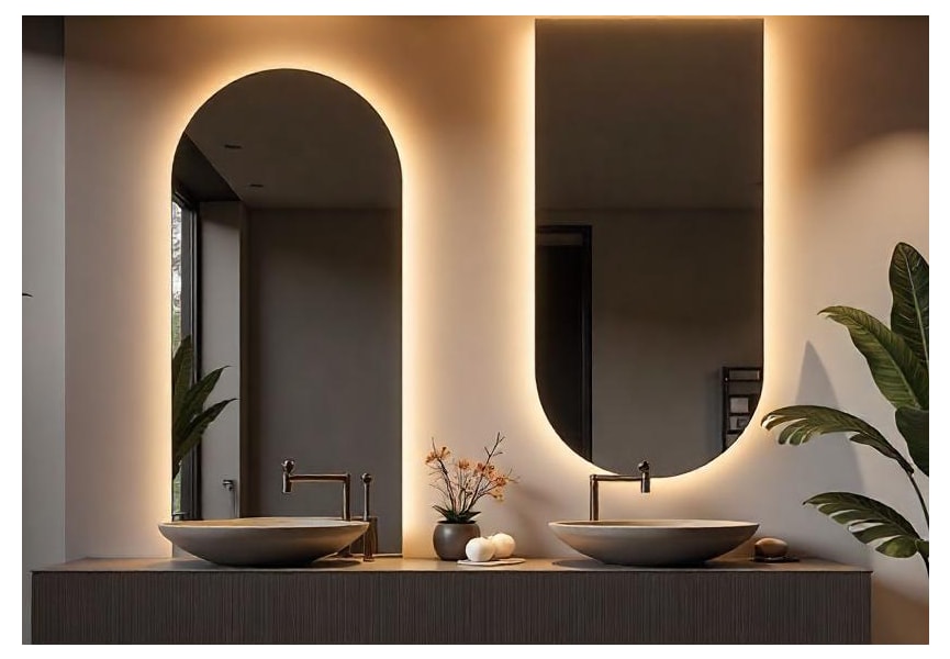 Miroir en arche avec éclairage LED Lama Bruntec principal 0