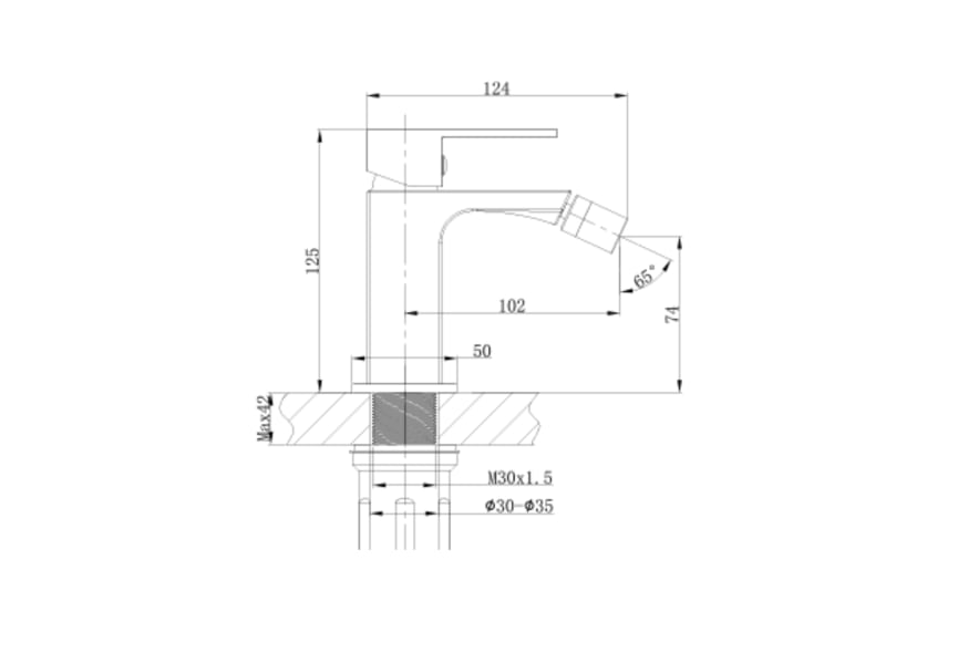 Mitigeur de bidet Orion GME croquis 1