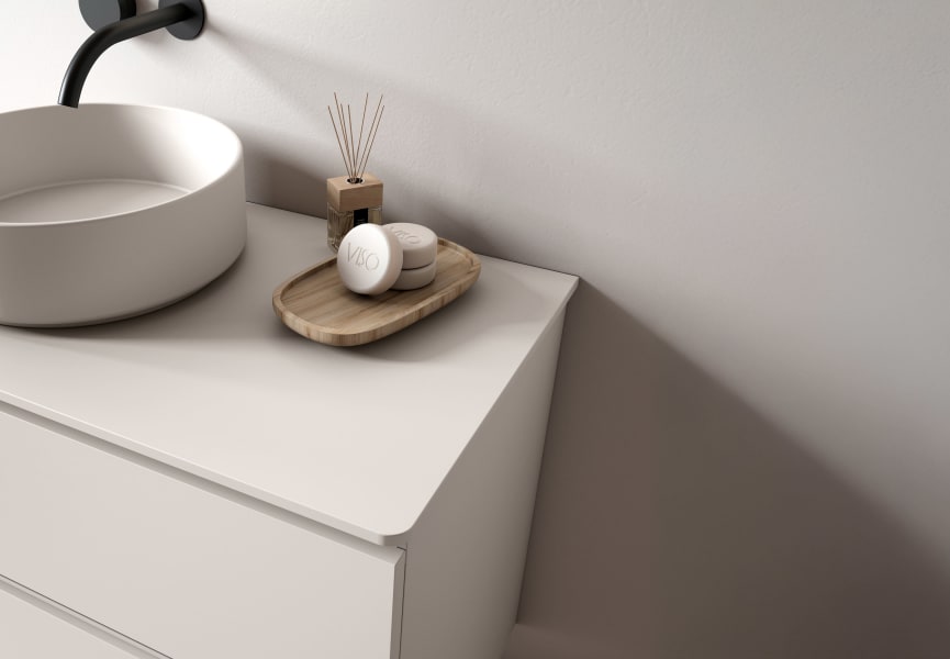 Meuble de salle de bains avec plan de toilette en bois MDF hydrofuge Box Viso détail 5