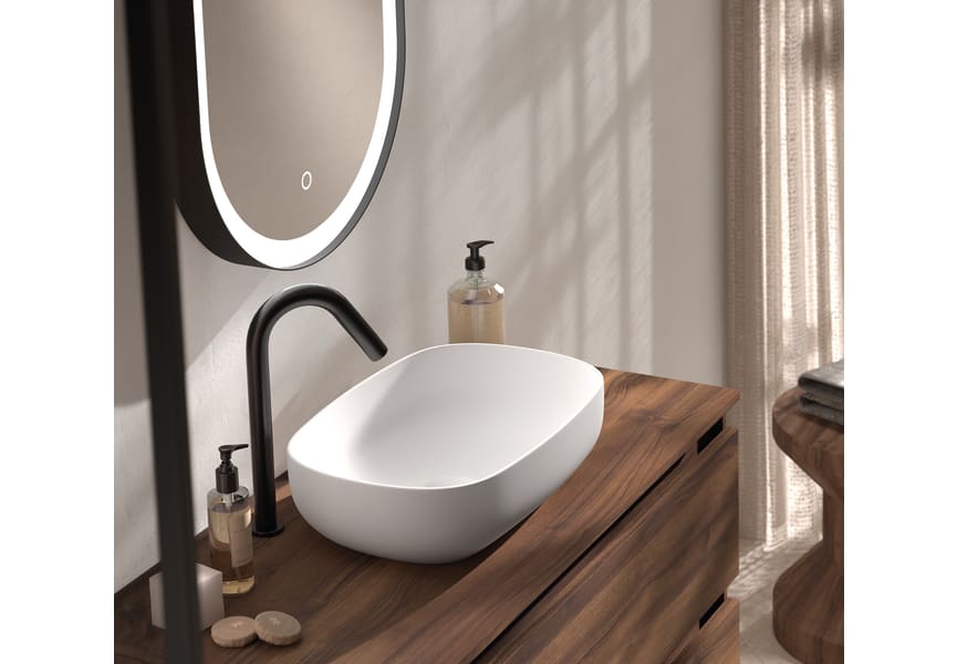 Meuble de salle de bains avec plan de toilette en bois hydrofuge Box Visobath détail 2