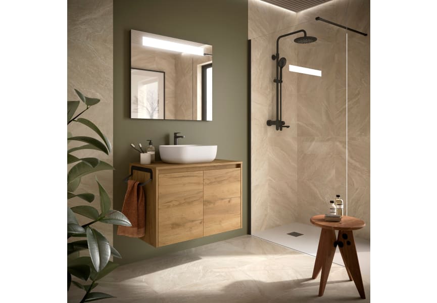 Meuble de salle de bain Noja Salgar avec comptoir en bois principal 8