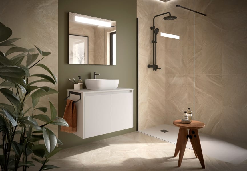 Meuble de salle de bains avec plan de toilette en bois Noja Salgar principal 1