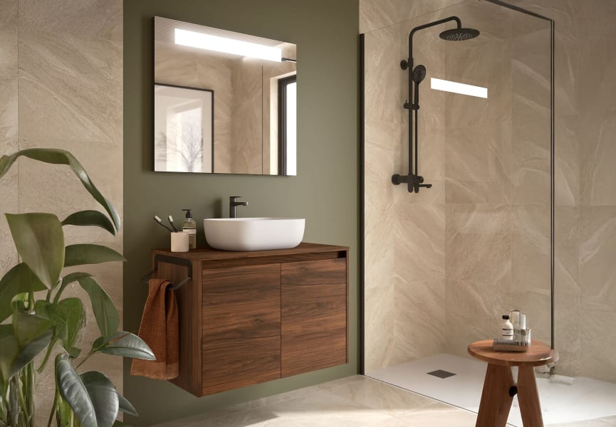 Meuble de salle de bains avec plan de toilette en bois Noja Salgar principal 0
