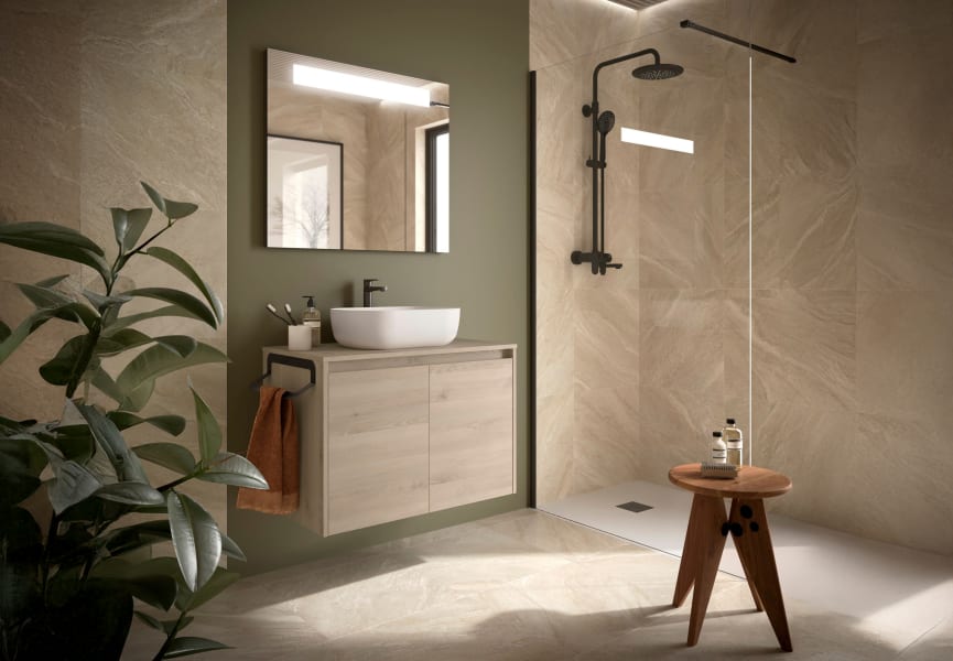 Meuble de salle de bains avec plan de toilette en bois Noja Salgar principal 7