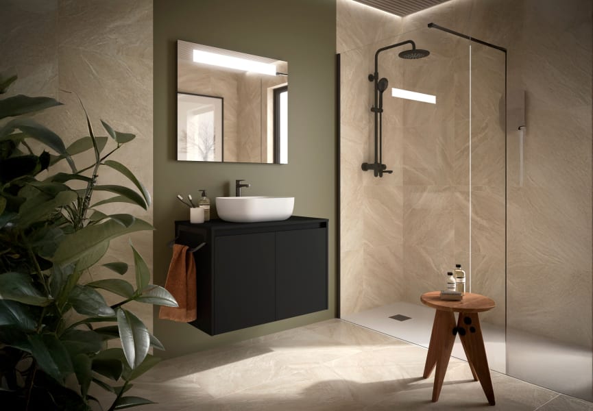 Meuble de salle de bains avec plan de toilette en bois Noja Salgar principal 3