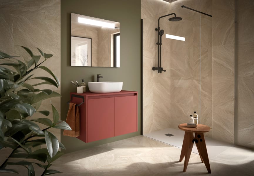 Meuble de salle de bains avec plan de toilette en bois Noja Salgar principal 6