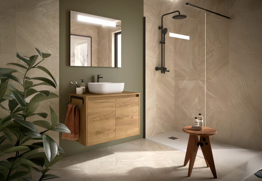 Meuble de salle de bains avec plan de toilette en bois Noja Salgar principal 8