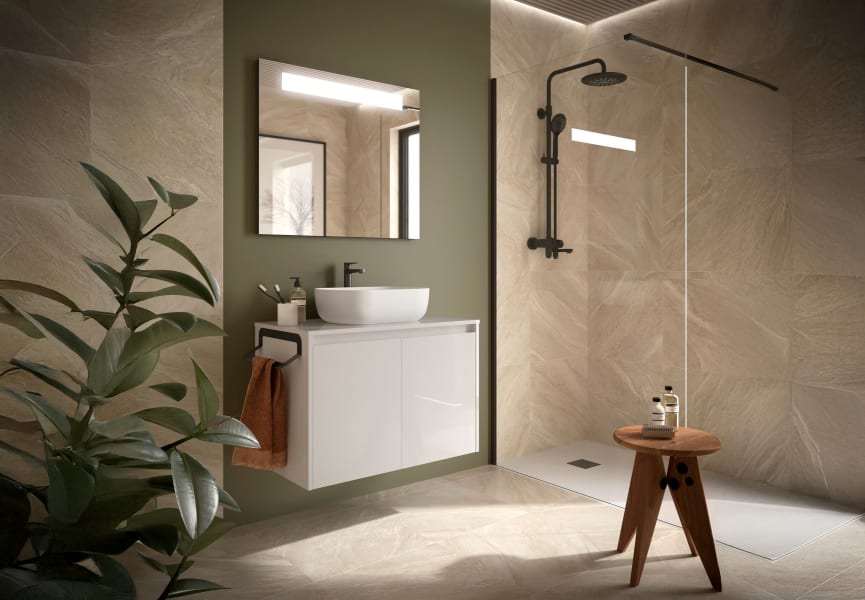 Meuble de salle de bains avec plan de toilette en bois Noja Salgar principal 2