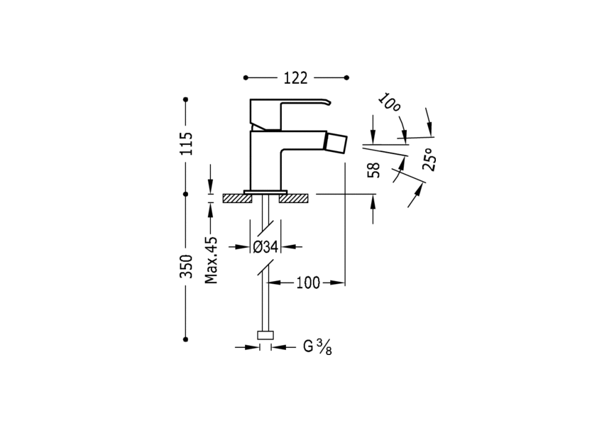 Pack robinetterie de lavabo + robinetterie de bidet + ensemble de douche Ensemble de douche Cuadro Tres croquis 6