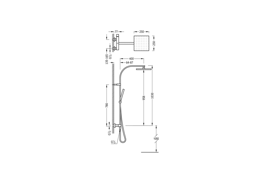 Pack robinetterie de lavabo + robinetterie de bidet + ensemble de douche Ensemble de douche Cuadro Tres croquis 5