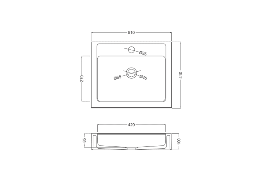 Vasque à encastrer Zafiro Coycama croquis 1