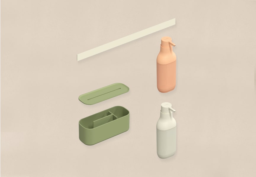 Ensemble de douche modulaire avec distributeur et barre de fixation murale Alife by Cosmic détail 1