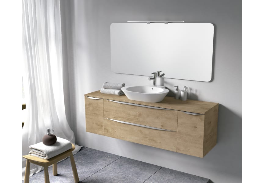Meubles de salle de bains Coycama Landes avec plan de toilette en bois principal 0