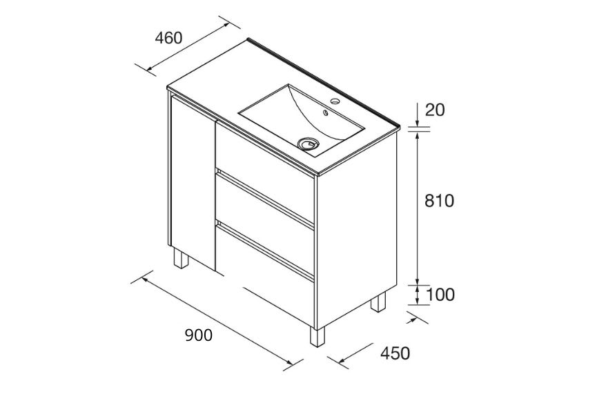 Ensemble de meubles de salle de bains Noja Salgar croquis 14