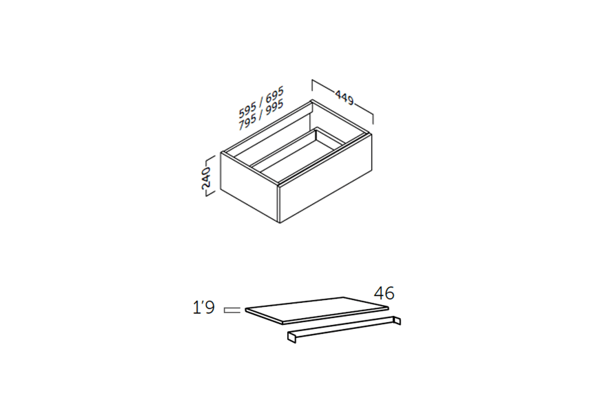 Ensemble meuble de salle de bain avec plan vasque Flow Coycama croquis 4