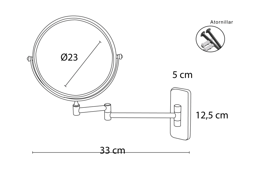 Miroir circulaire grossissant x5 Bruntec croquis 3