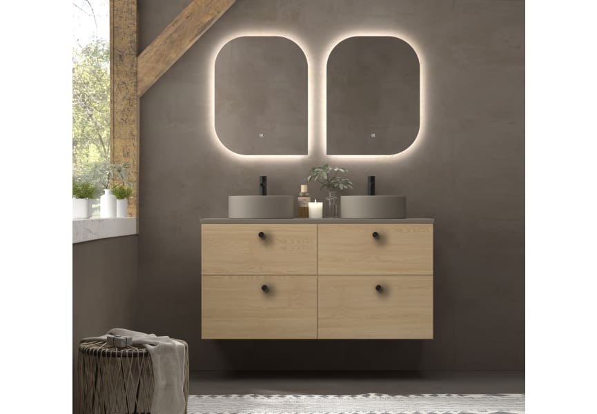 Ensemble de meubles de salle de bains avec lavabos sur plan de toilette microtec Avila Dos Carmen principal 1