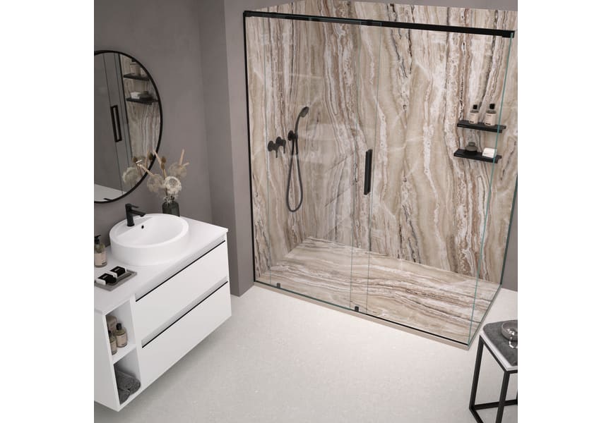 Receveurs de douche en résine décorés Design 3D Marbre Travertin Bruntec principal 0