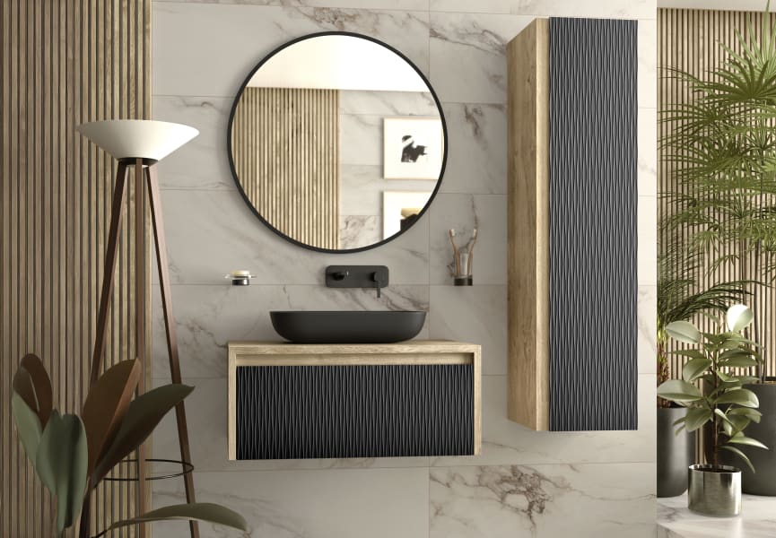 Meuble de salle de bain avec plan de toilette en bois Lambda Coycama principal 5