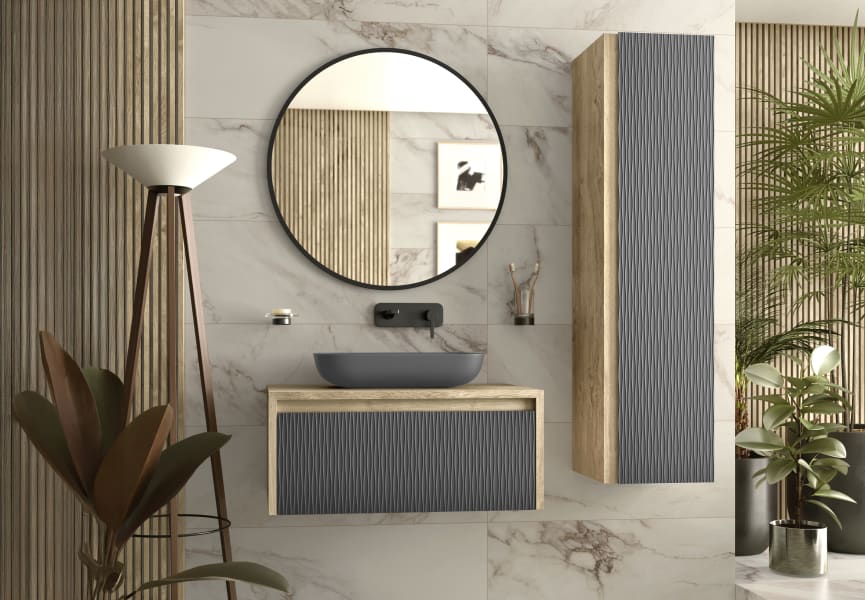 Meuble de salle de bain avec plan de toilette en bois Lambda Coycama principal 4