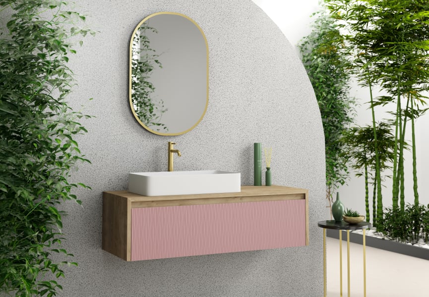 Meuble de salle de bain avec plan de toilette en bois Lambda Coycama principal 6