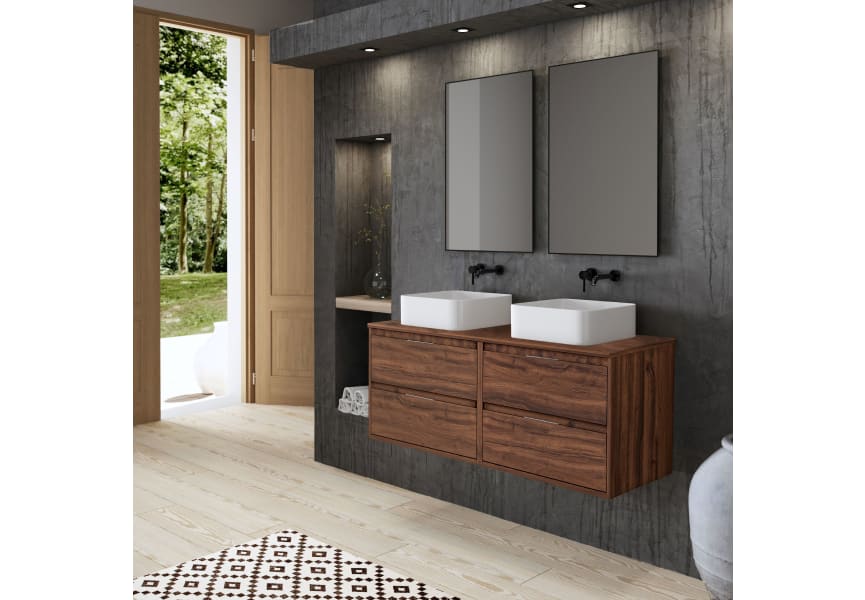 Meuble de salle de bains avec plan de toilette en bois Boston Bruntec principal 1