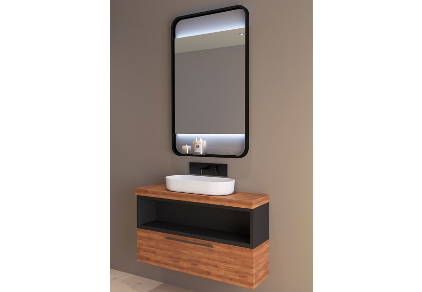 Miroir de salle de bain avec éclairage LED Sansa Bruntec environnement 4