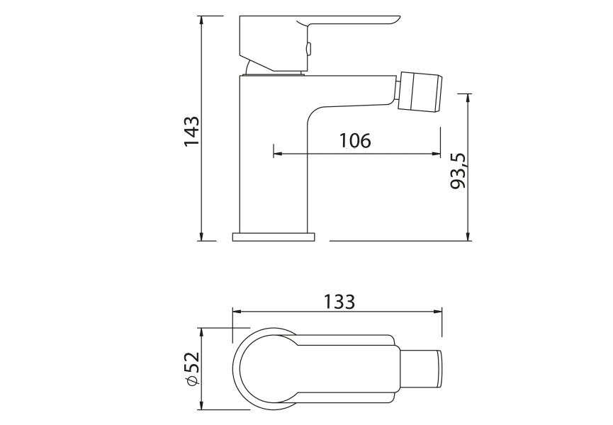 Mitigeur de bidet Calma Tiempo croquis 2