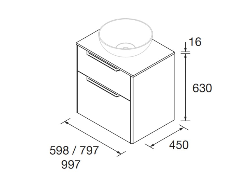 Luva Salgar meuble de salle de bain en bois avec plan de toilette croquis 8