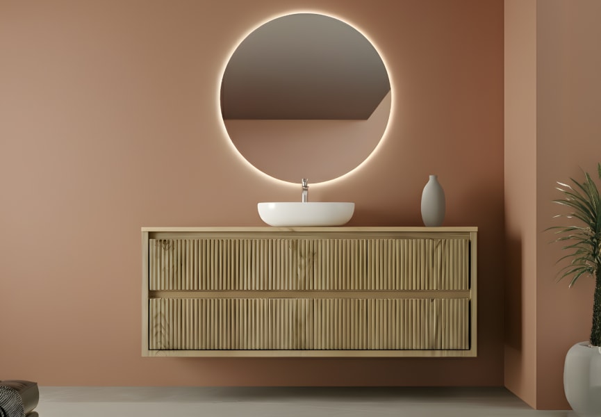 Meuble de salle de bain en bois massif avec plan de toilette Alpes 19 Bruntec principal 1