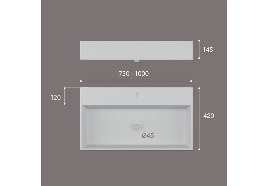 Gemini Art and Bath petite vasque suspendue croquis 1