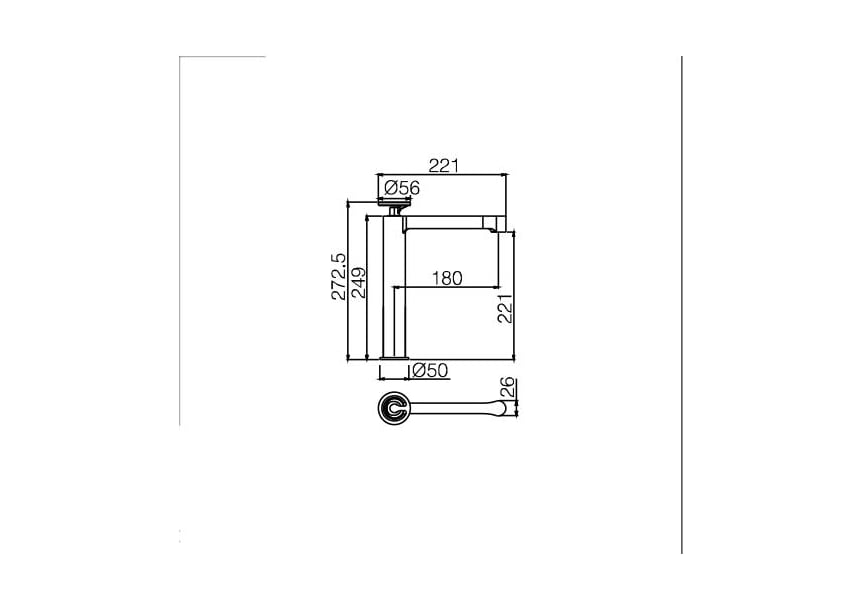 Robinet de lavabo Imex Olimpo croquis 2