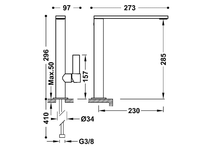 Robinet de lavabo Project XXL Tres croquis 4