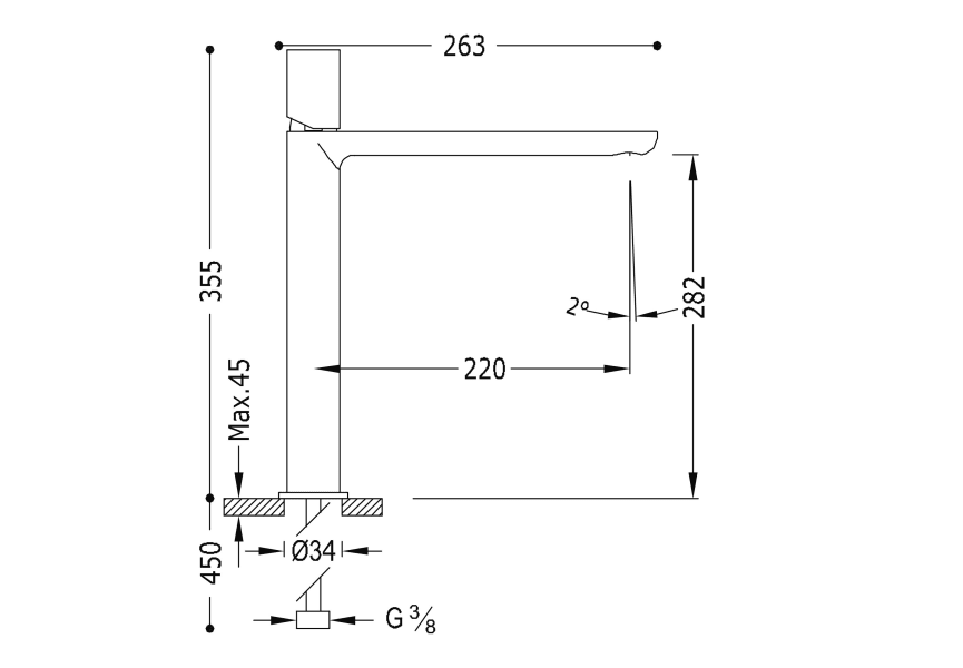 Robinet de lavabo Loft Tres croquis 1