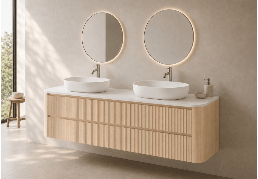 Meuble de salle de bains avec plan de toilette Solid Surface Duna Bruntec principal 1