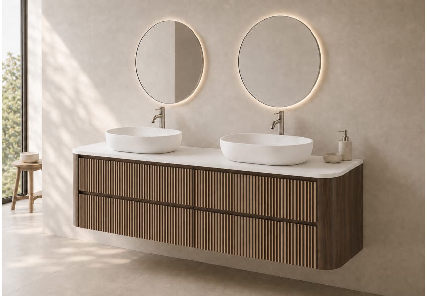 Meuble de salle de bains avec plan de toilette Solid Surface Duna Bruntec principal 4