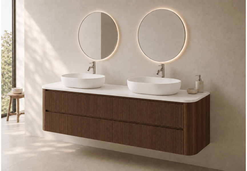 Meuble de salle de bains avec plan de toilette Solid Surface Duna Bruntec principal 3