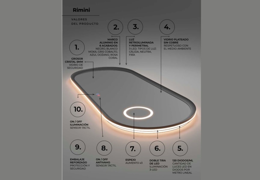 Ledimex Rimini Ledimex miroir de salle de bain LED avec éclairage détail 9