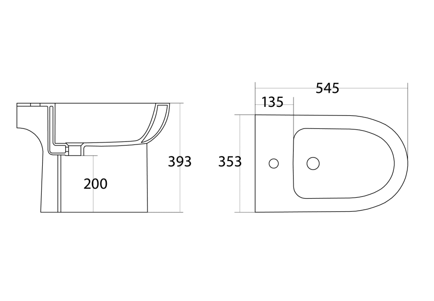 Pack WC + bidet Merlín Bruntec croquis 10