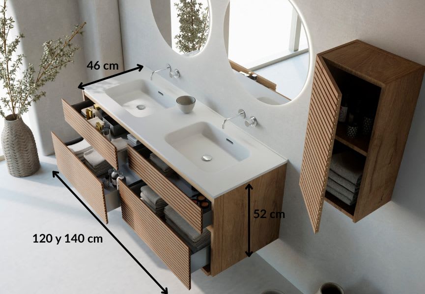 Ensemble de meubles de salle de bain en bois massif palilleria Horizontal Alpes 7 Bruntec croquis 5
