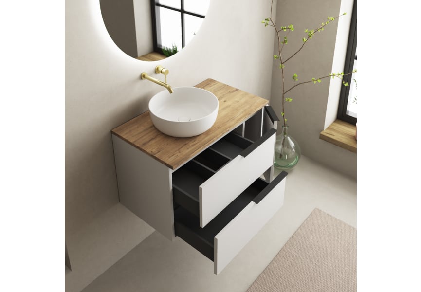 Meuble de salle de bains microtec avec plan de toilette Coban Bruntec détail 3