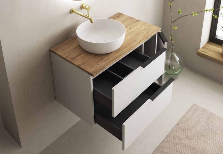 Meuble de salle de bains microtec avec plan de toilette Coban Bruntec détail 3