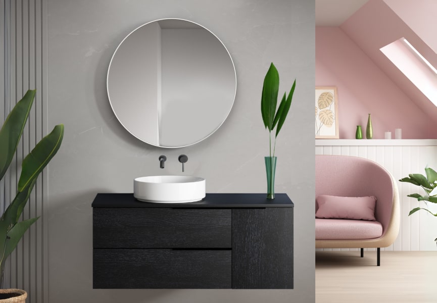 Meuble de salle de bains microtec avec plan de toilette Coban Bruntec principal 2