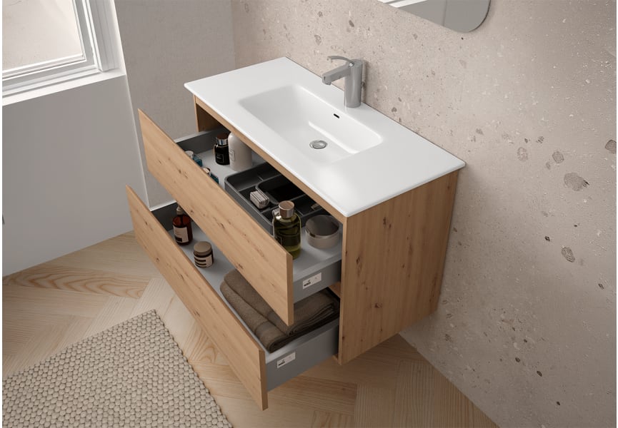Meuble de salle de bains en bois à profondeur réduite 37,8 cm Vilma Bruntec détail 5